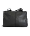 Black leather two-zip handbag with two straps 212-2092-60