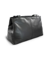 Black leather two-zip handbag with two straps 212-2092-60