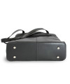 Black leather two-zip handbag with two straps 212-2092-60