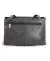 Black leather two-zip handbag with two straps 212-2092-60