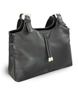 Black women's leather zippered handbag 212-7019-60