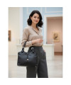Black women's leather zippered handbag 212-7019-60