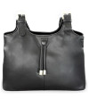 Black women's leather zippered handbag 212-7019-60