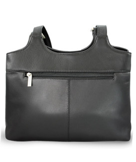 Black women's leather zippered handbag 212-7019-60