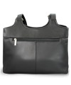 Black women's leather zippered handbag 212-7019-60