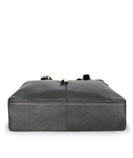 Black women's leather zippered handbag 212-7019-60