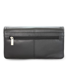 Black leather clutch bag with strap 214-4071-60