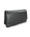 Black leather clutch bag with strap 214-4071-60