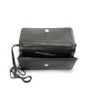 Black leather clutch bag with strap 214-4071-60