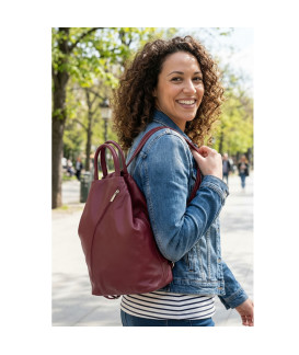 Burgunderroter Lederrucksack 311-1184-34