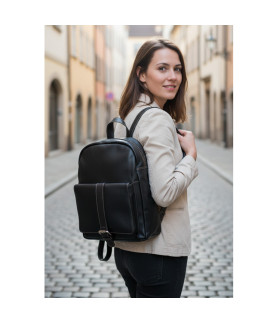 Rucksack aus schwarzem Leder 311-1717-60/40