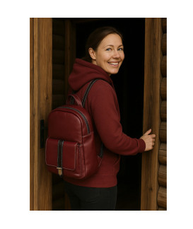 Burgunderroter Lederrucksack 311-1717-34/60