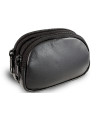 Black leather two-zip etui 611-0368-60