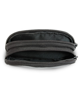 Black leather two-zip etui 611-0368-60