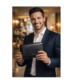 Schwarzes Herren-Dokumentenetui aus Leder 611-2412-60