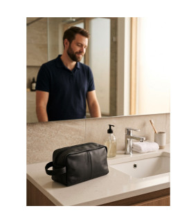 Schwarzes Leder Kosmetiketui 611-2059-60