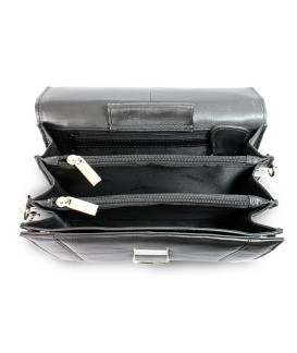 Schwarzes Herren-Lederetui mit Klappregister und Henkel 611-2415-60