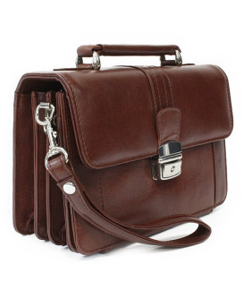 Braunes Herren-Lederetui mit Klappregister und Henkel 611-2415-40