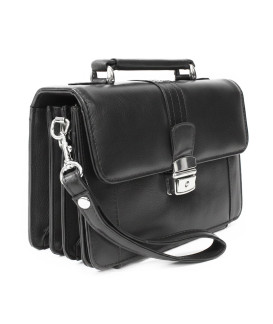 Schwarzes Herren-Lederetui mit Klappregister und Henkel 611-2415-60