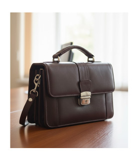 Braunes Herren-Lederetui mit Klappregister und Henkel 611-2415-40