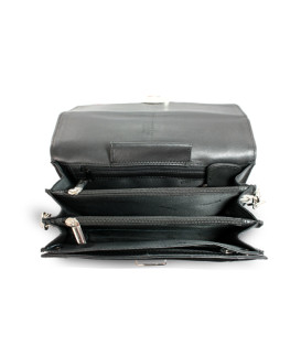 Black men's leather etui with folding register 611-2415A-60
