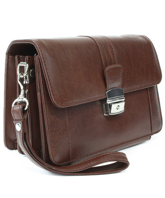 Braunes Herren-Lederetui mit Klappregister 611-2415A-40
