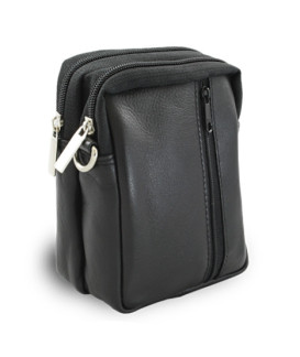 Schwarze Dokumententasche aus Leder, Umhängetasche 611-6207-60