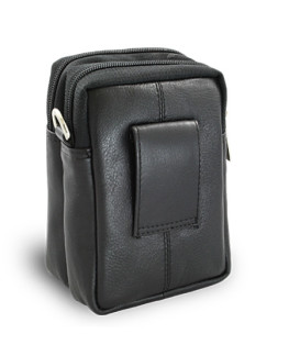 Schwarze Dokumententasche aus Leder, Umhängetasche 611-6207-60