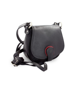 Black leather flap handbag 213-5711-60/31