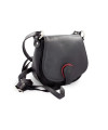 Handtasche aus schwarzem Leder mit Klappe 213-5711-60/31