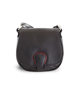 Handtasche aus schwarzem Leder mit Klappe 213-5711-60/31