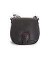 Handtasche aus schwarzem Leder mit Klappe 213-5711-60/31