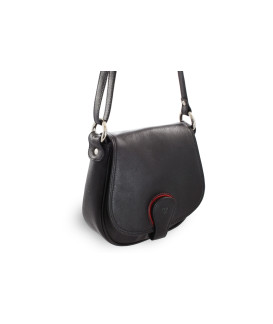 Handtasche aus schwarzem Leder mit Klappe 213-5711-60/31