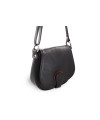 Handtasche aus schwarzem Leder mit Klappe 213-5711-60/31