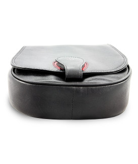 Handtasche aus schwarzem Leder mit Klappe 213-5711-60/31