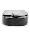 Handtasche aus schwarzem Leder mit Klappe 213-5711-60/31
