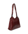 Dunkelrote Lederhandtasche mit Reißverschluss und zwei Gurten 212-8013-31