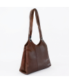Braune Ledertasche mit Reißverschluss und zwei Gurten 212-8013-40