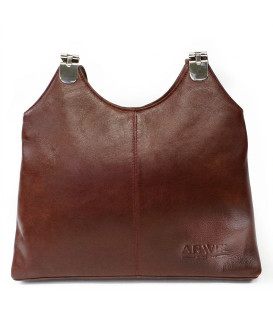 Braune Ledertasche mit Reißverschluss und zwei Gurten 212-8013-40