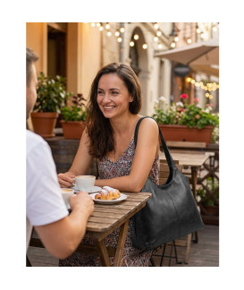 Black leather zipper handbag with two straps 212-8013-60