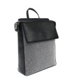 Black urban leather and textile backpack 311-1660B-60/T