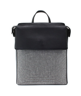 Black urban leather and textile backpack 311-1660B-60/T