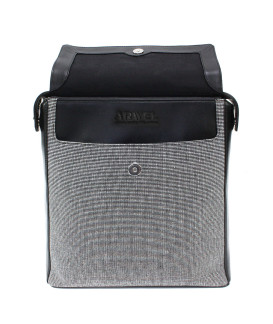Black urban leather and textile backpack 311-1660B-60/T