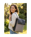 Black urban leather and textile backpack 311-1660B-60/T