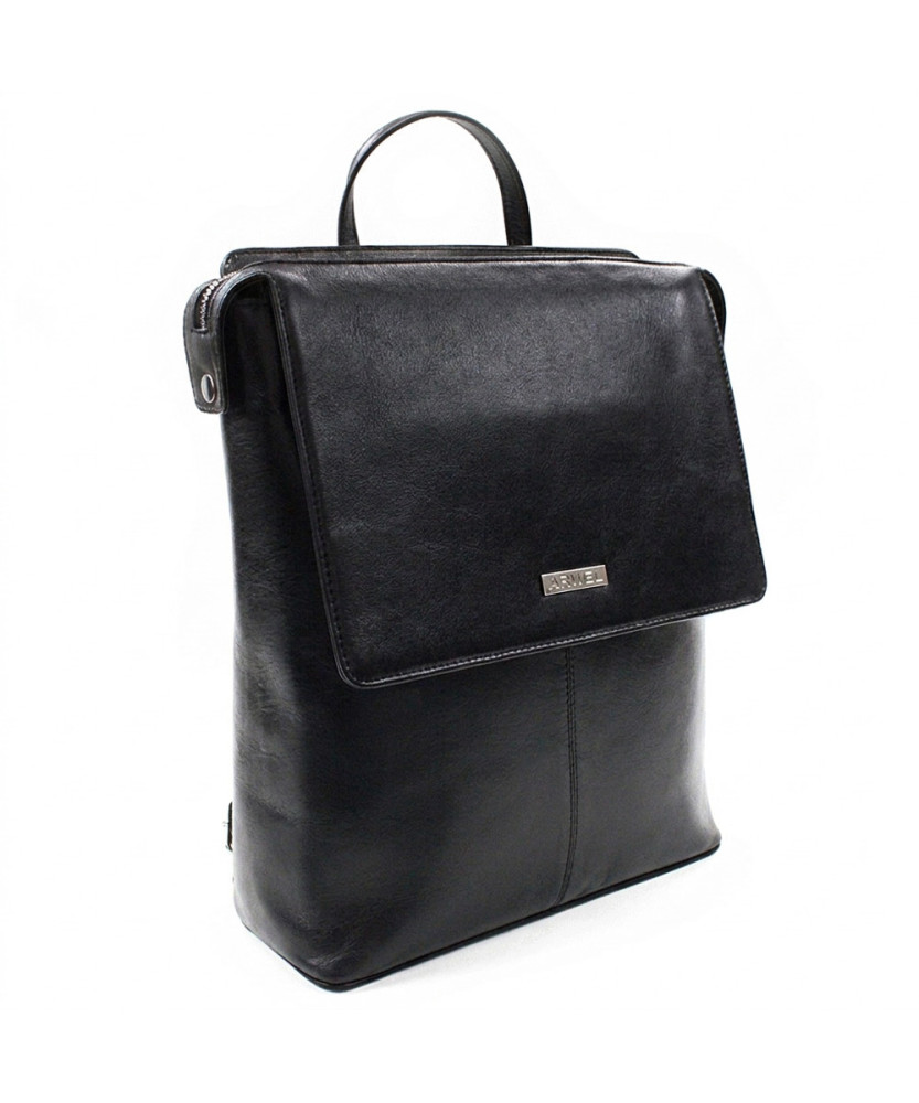 Schwarzer urbaner Lederrucksack 311-1660-60